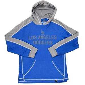 Fanatics MLB Los Angeles Dodgers Blue and Grey Colorblock Pullover Hoodie S